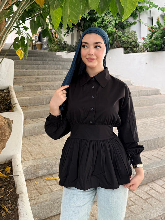 ÉLISE - Blouse Cintrée à Manches Bouffantes