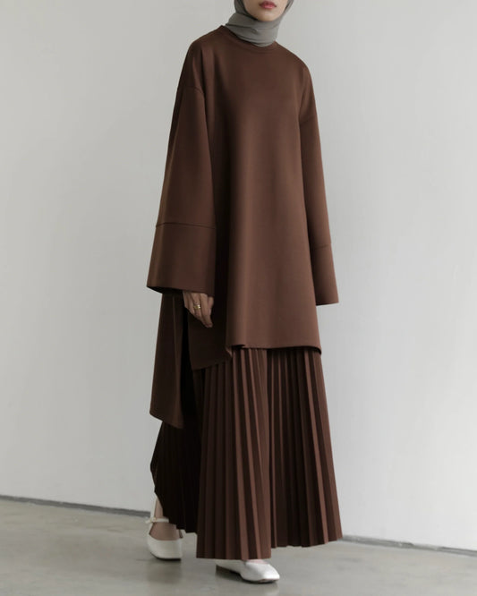 Ensemble Waves – Tunique Oversize & Jupe Plissée
