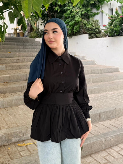 ÉLISE - Blouse Cintrée à Manches Bouffantes
