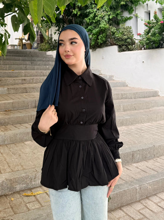 ÉLISE - Blouse Cintrée à Manches Bouffantes