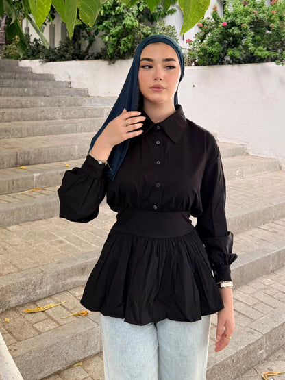 ÉLISE - Blouse Cintrée à Manches Bouffantes