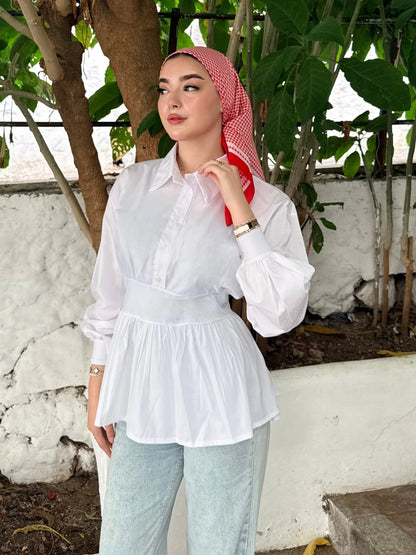 ÉLISE - Blouse Cintrée à Manches Bouffantes