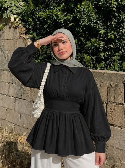 ÉLISE - Blouse Cintrée à Manches Bouffantes
