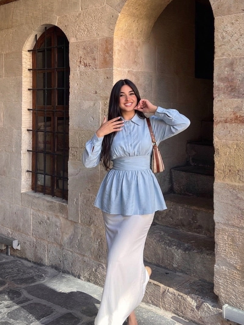 ÉLISE - Blouse Cintrée à Manches Bouffantes