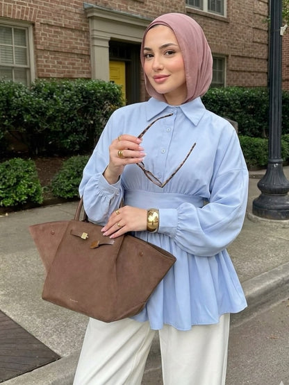 ÉLISE - Blouse Cintrée à Manches Bouffantes