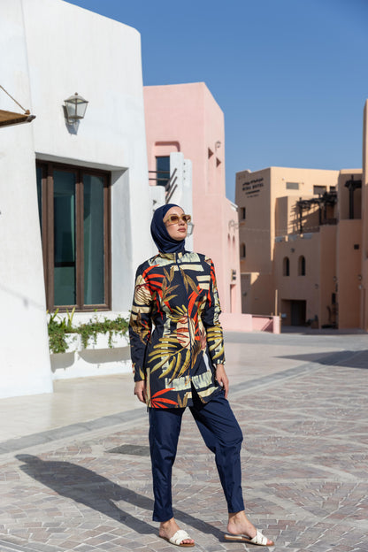 Burkini Astra – Ensemble Tropical Chic Bleu & Floral