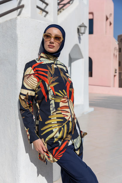 Burkini Astra – Ensemble Tropical Chic Bleu & Floral