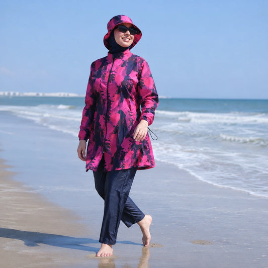 Burkini Pink – Ensemble Multicolore Style Resort Chic